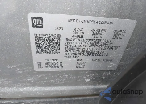 2023 Chevrolet Trailblazer Awd Lt from USA, damaged, VIN KL79MRSL8PB200272